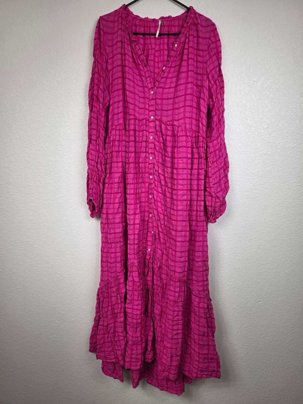 Free People Pink Long Sleeve Maxi Dress XL